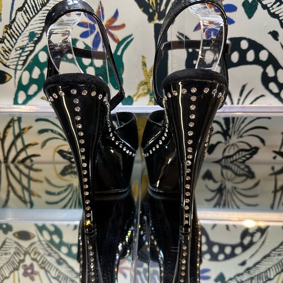 Pleaser Kiss209LS Elegant Black Platform Heels with Rhinestone - Picture 5 of 6